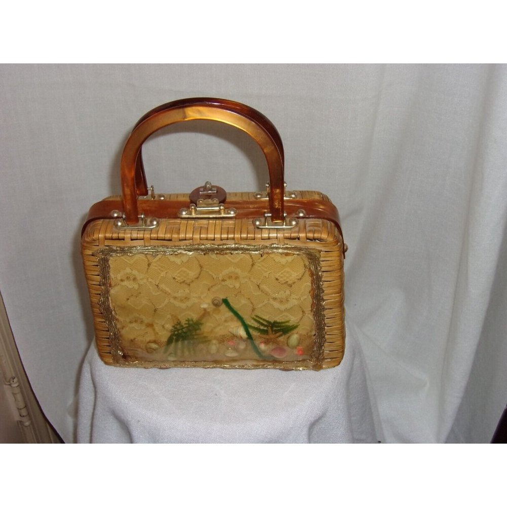 Vintage Florida Purse Seashells/Coral/Star Fish Patti Originals Hong Kong